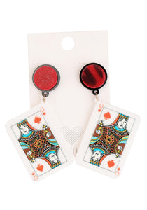 Lucite Queen of Hearts Drop Earrings