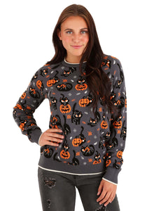 Quirky Kitty Adult Halloween Sweater