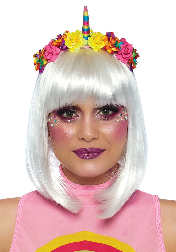 Rainbow Unicorn Flower Headband for Adults