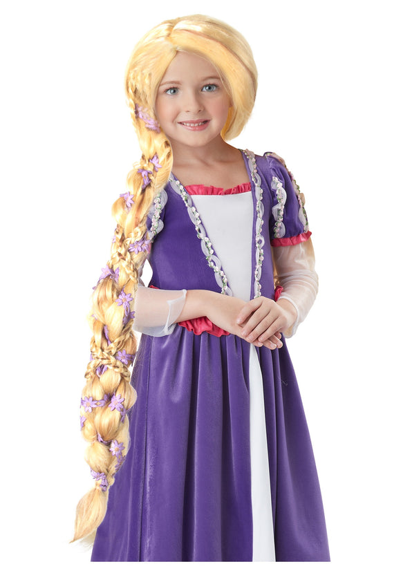 Children's Rapunzel Costume Wig with Flowers
