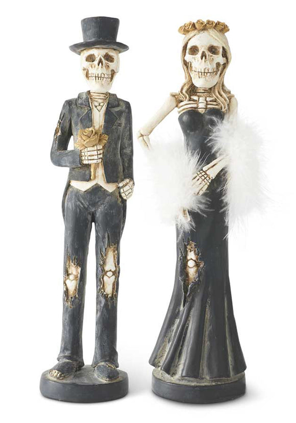 Resin Skeleton Lady & Man Tapered Candlesticks