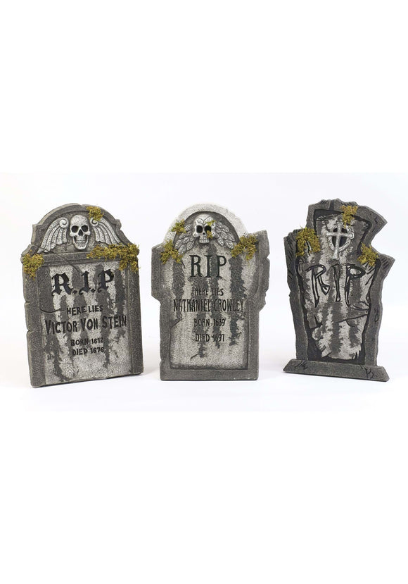 Tombstone with Moss Halloween Decoration