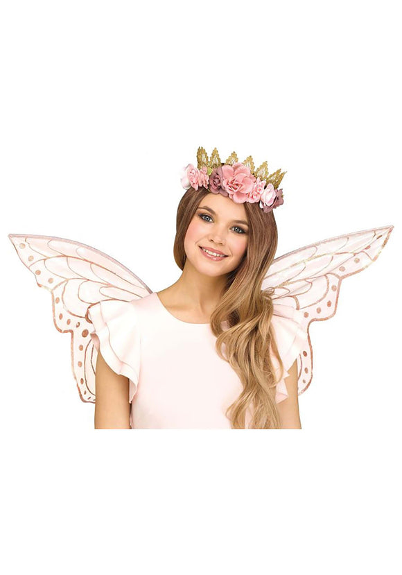Rose Gold Floral Fairy Crown