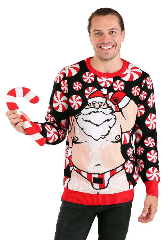 Ugly Christmas Sweater Santa Candy Cane