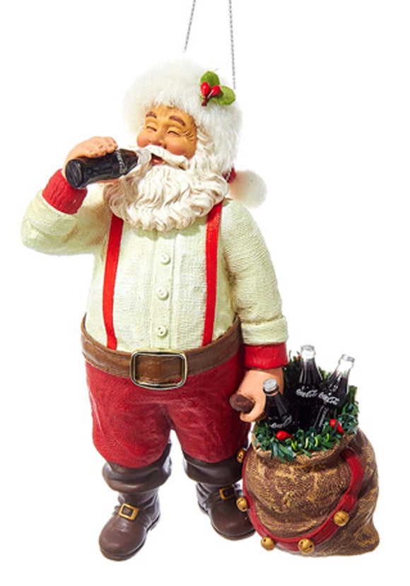 Santa Drinking Coca-Cola Molded Ornament