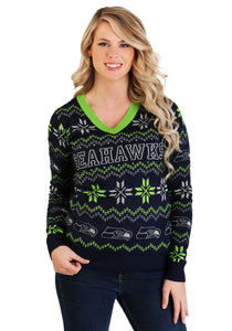 Seattle Seahawks Light Up V-Neck Bluetooth Sweater for Women