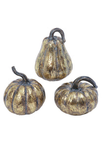 Set of Three Gold 6" Pumpkins