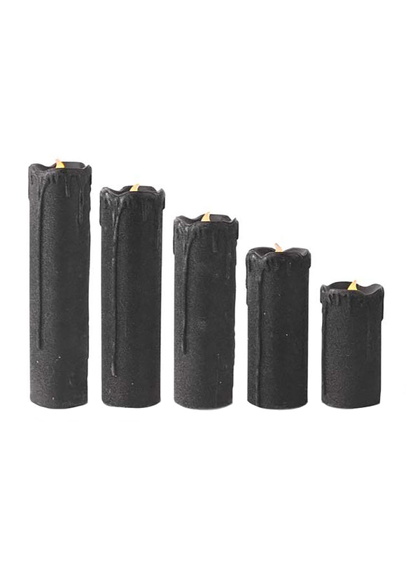 Set of 5 Decorative Black LED Candles
