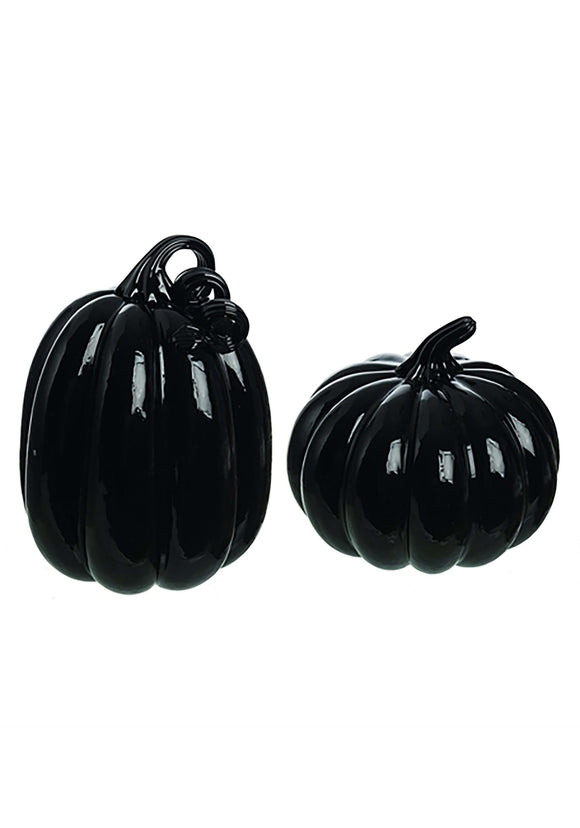 Set of Glass Black Pumpkins
