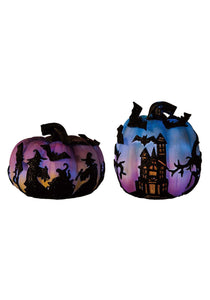 Set of Halloween Light Up Witch Pumpkins