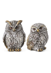 Set of 2 Gold and Silver Owls
