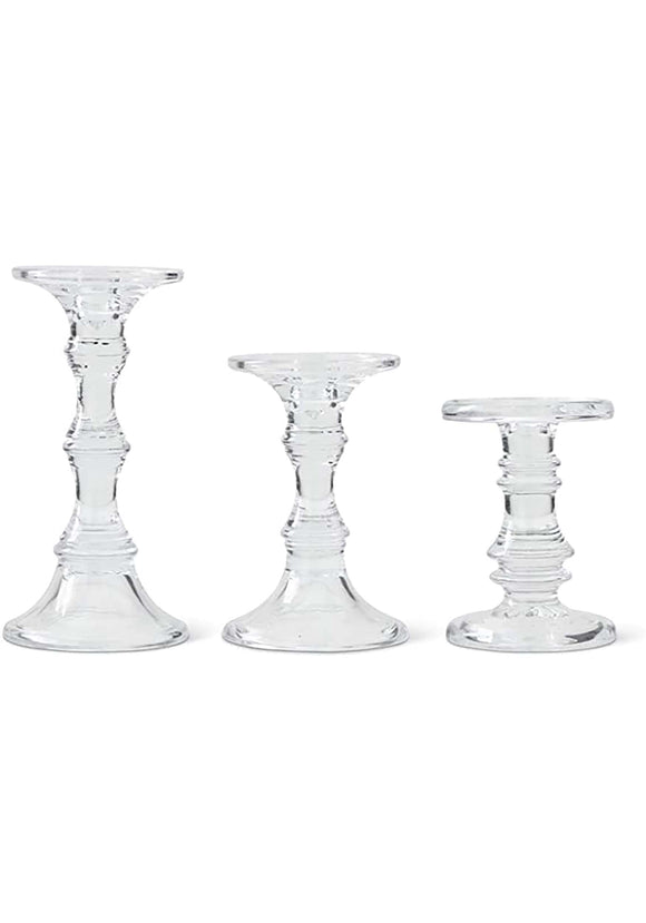 Set of 3 Short Glass Candleholders