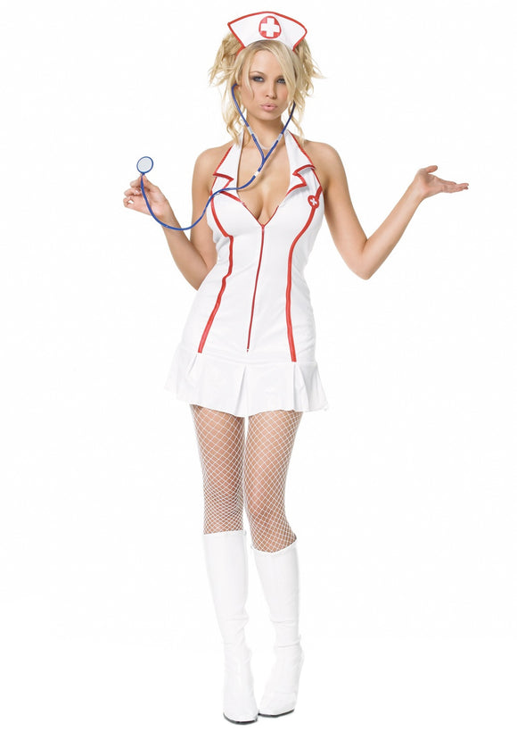 Sexy Nurse Costume Halter Dress