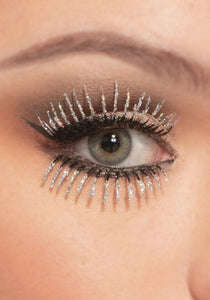 Silver Glitter Eyelashes Top & Bottom Set