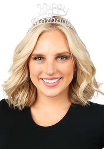 Happy Birthday Silver Sparkle Tiara