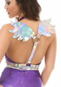 Silver Holo Body Harness w/Wings for Women