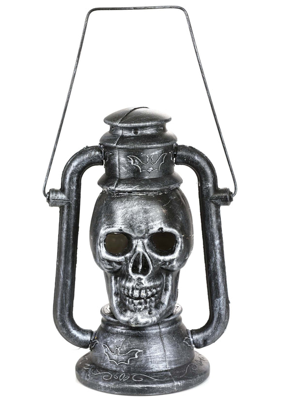 Silver Skull Lamp with 3 Color LED Lights Halloween Prop