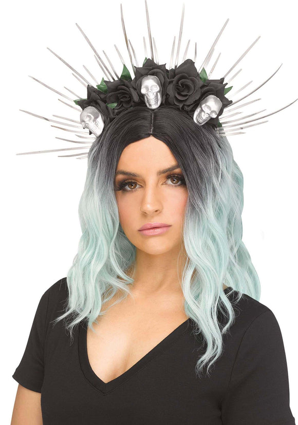 Silver Skull Rose Crown