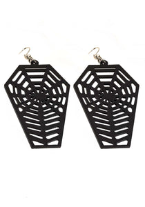 Spiderweb Coffin Costume Earrings