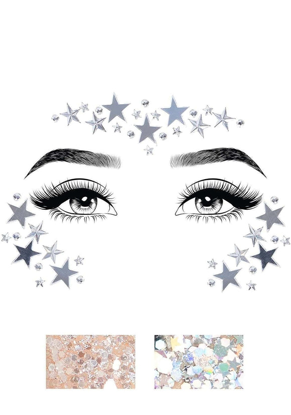 Rhinestone and Star Face Jewel Set