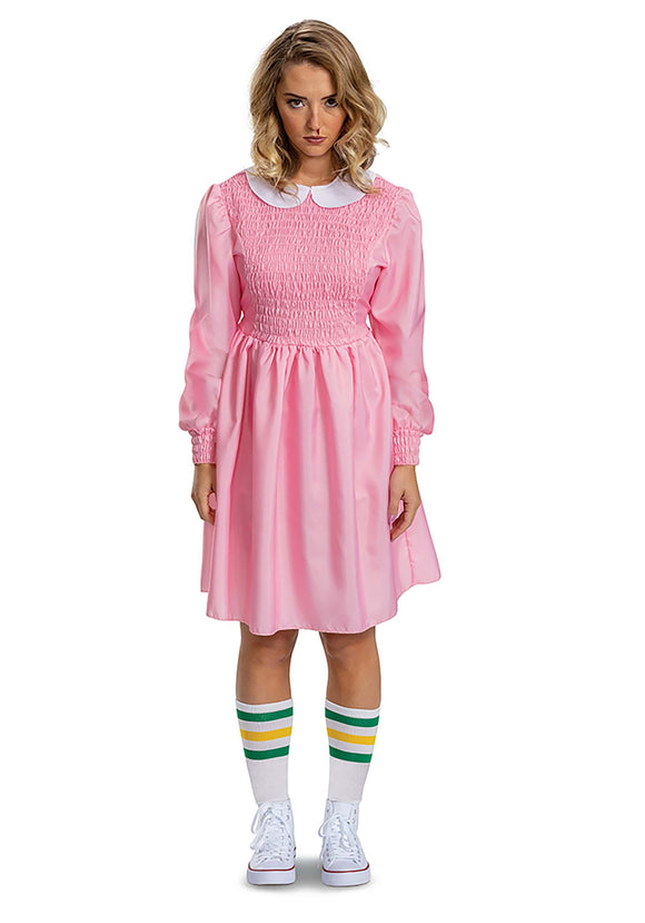 Stranger Things Women's Deluxe Pink Dress Eleven Costume