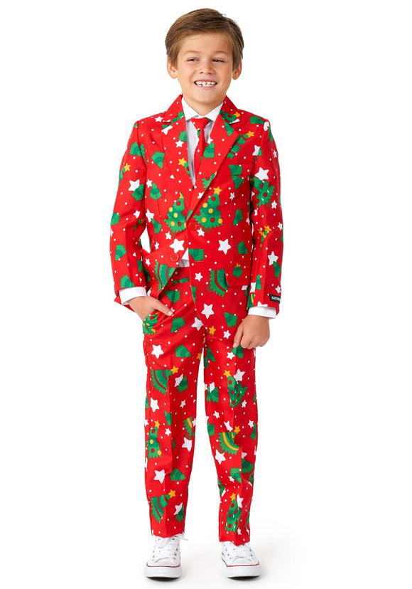 Boys Suitmeister Christmas Trees Stars Red