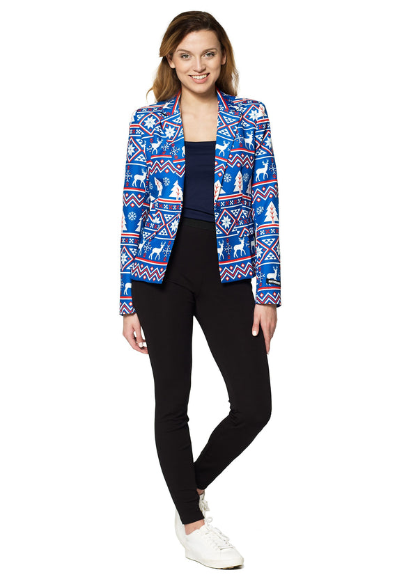 Suitmeister Christmas Blue Nordic Blazer for Women