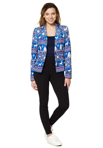 Woman's Suitmeister Christmas Blue Nordic Blazer