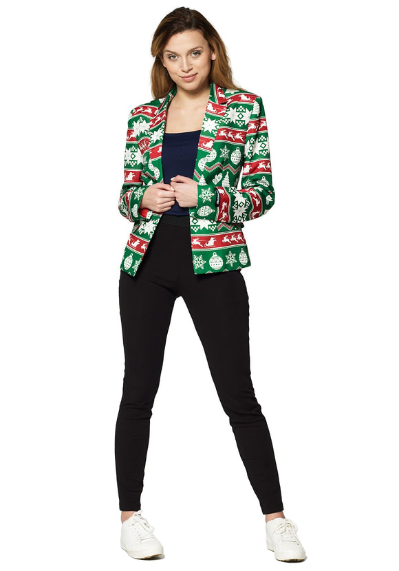 Suitmeister Christmas Green Nordic Blazer for Women