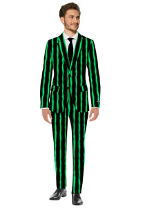 Suitmeister Oversized Black Glow in the Dark Pinstripe Suit