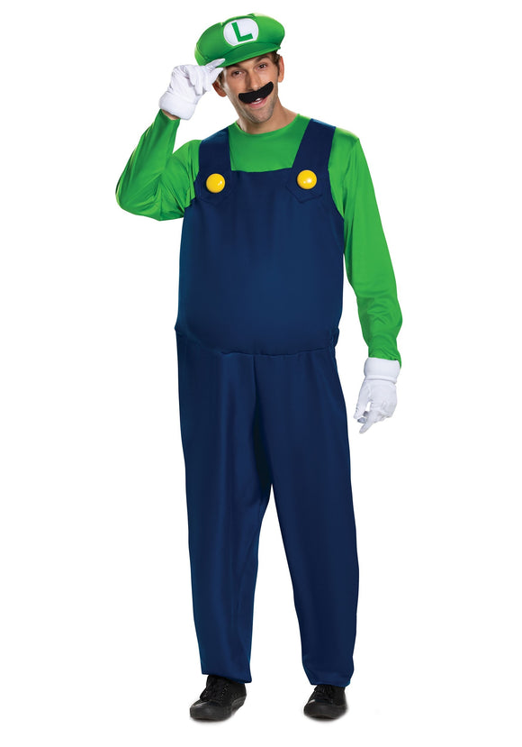 Nintendo Super Mario Brothers Men's Luigi Deluxe Costume