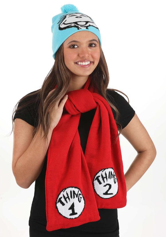 Adult Thing 1 & 2 Winter Hat & Scarf Kit