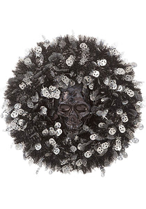 18in Tinsel Skull Halloween Wreath