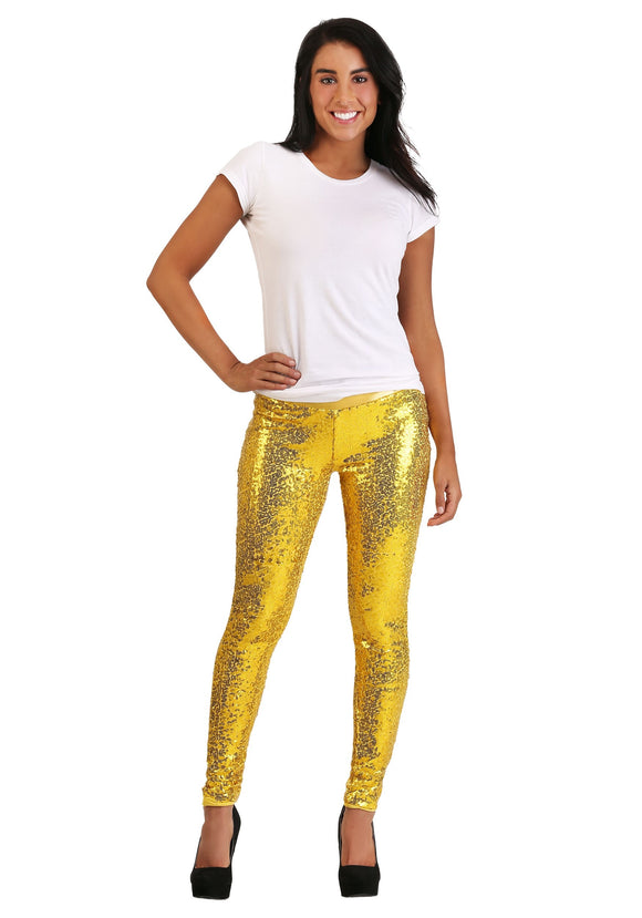 Tipsy Elves Women's Gold Sequin Leggings