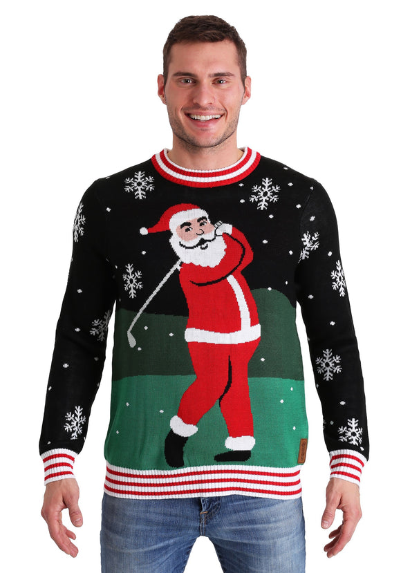 Tipsy Elves Golfing Santa Ugly Christmas Sweater for Men