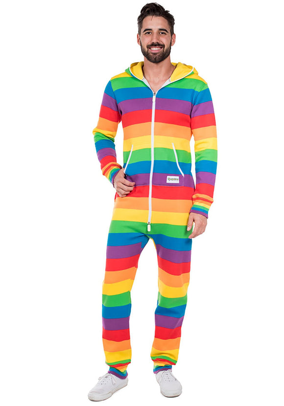 Men's Tipsy Elves Rainbow Jumpsuit Costume