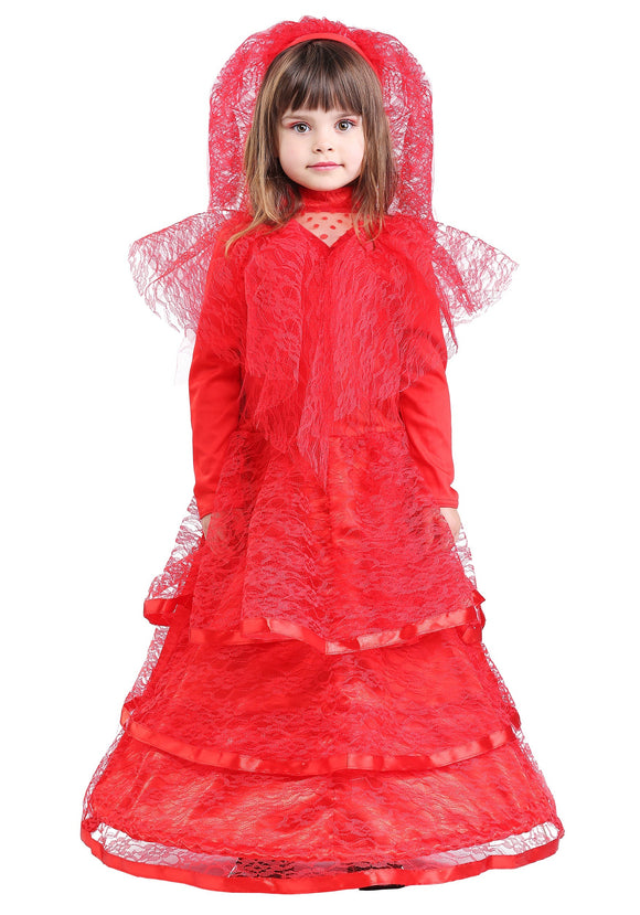 Gothic Red Wedding Dress Costume for Young Girls