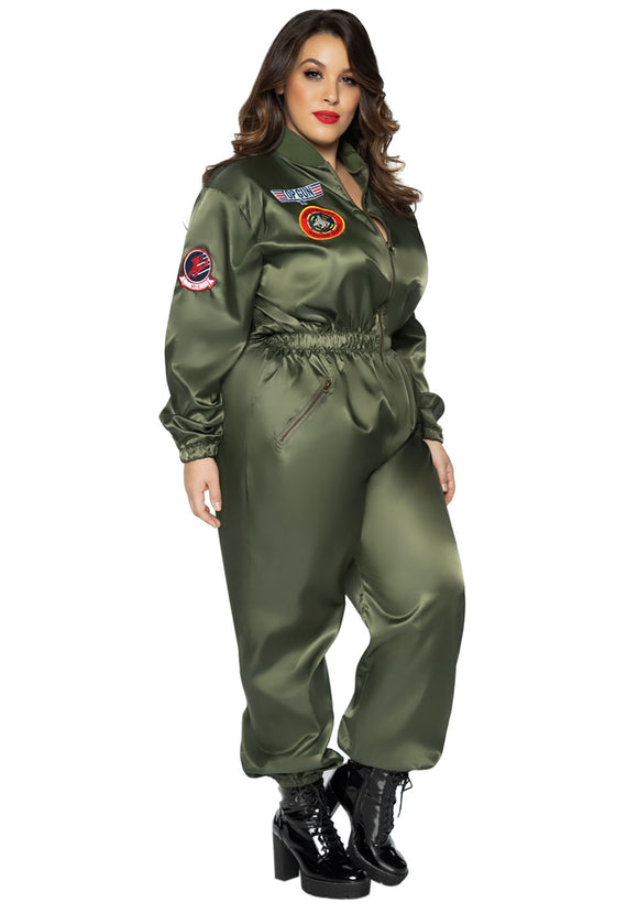 Top Gun Womens Plus Size Flight Suit Costume