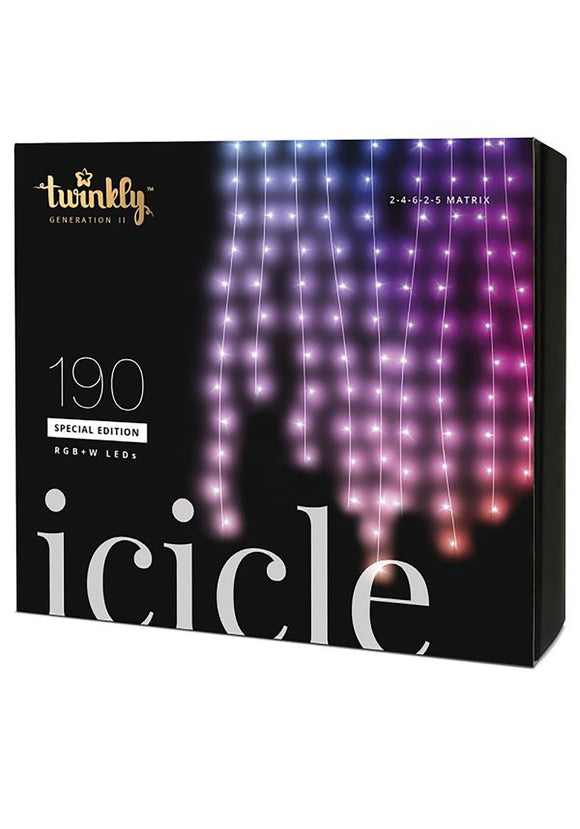 Twinkly 190 LED Bluetooth Activated Decorative  Icicle Light Set