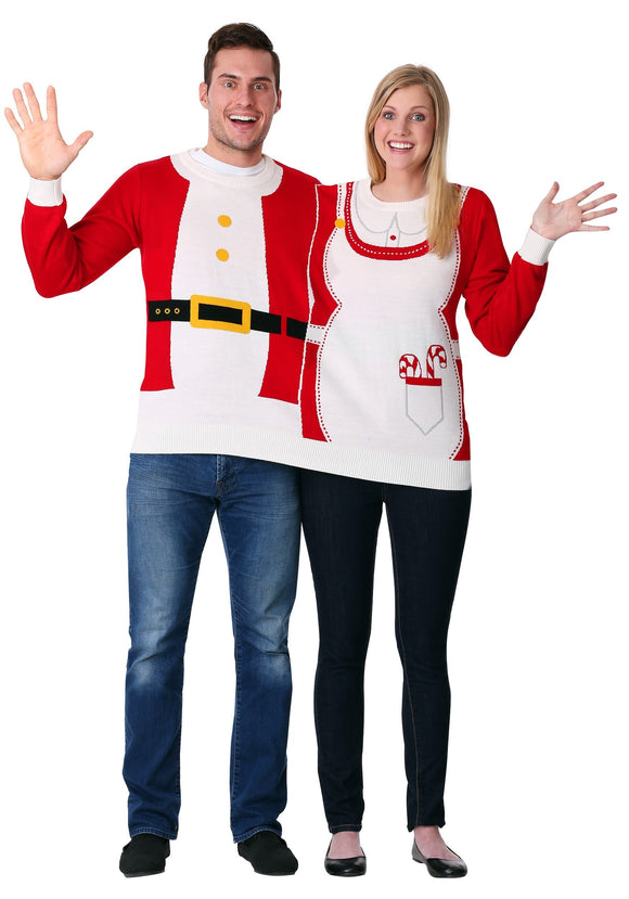 Adult Two Person Mr. & Mrs. Claus Ugly Christmas Sweater