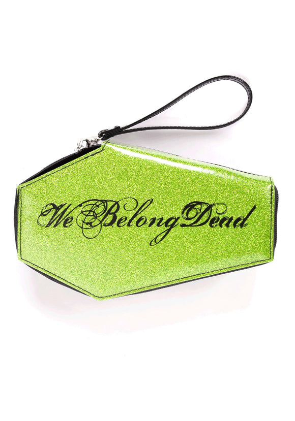 We Belong Dead Patent Glitter Coffin Wallet