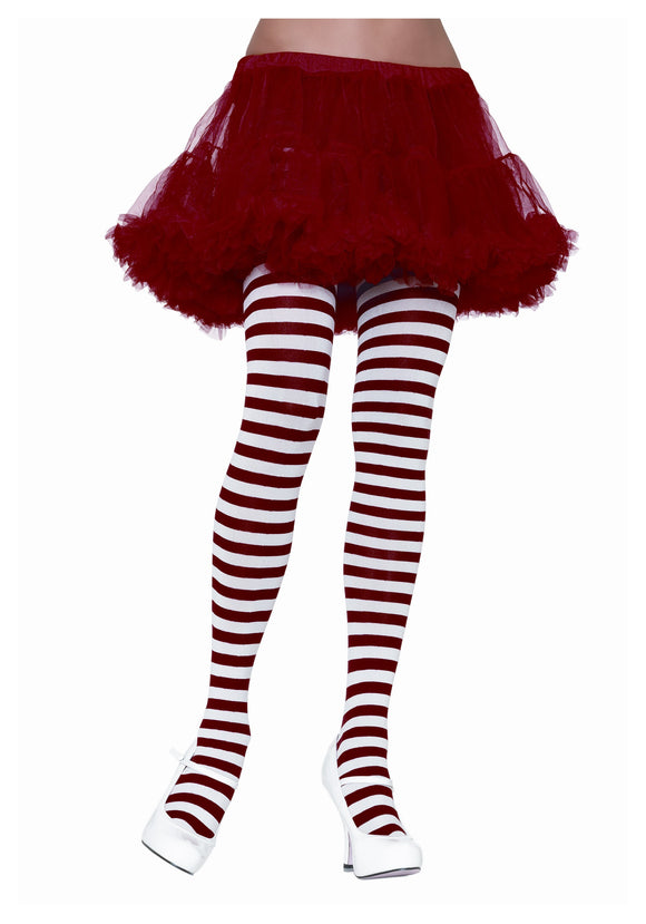 White / Red Striped Tights