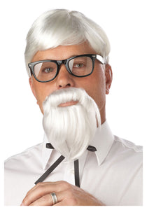 White Colonel Wig and Moustache