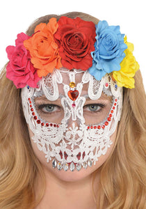 Adult White Lace Skull Costume Mask