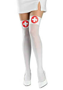 White Nurse Thigh High Stockings
