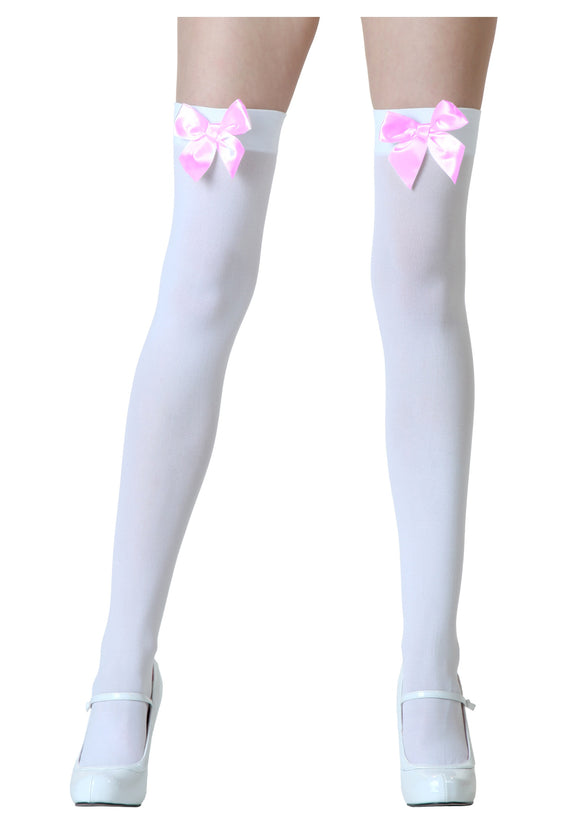 White Stockings with Pink Bows