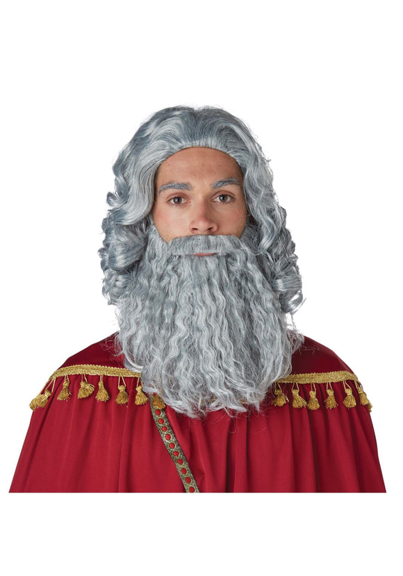 Men's Wise Man Gray Wig and Beard