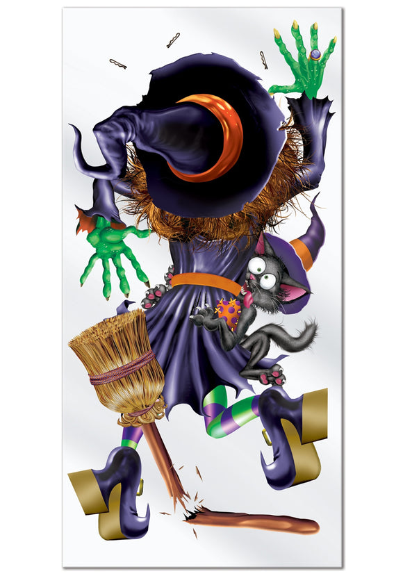 Witch Crashing Door Cover Halloween Decoration