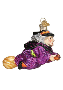 Witch on Broomstick Christmas Ornament