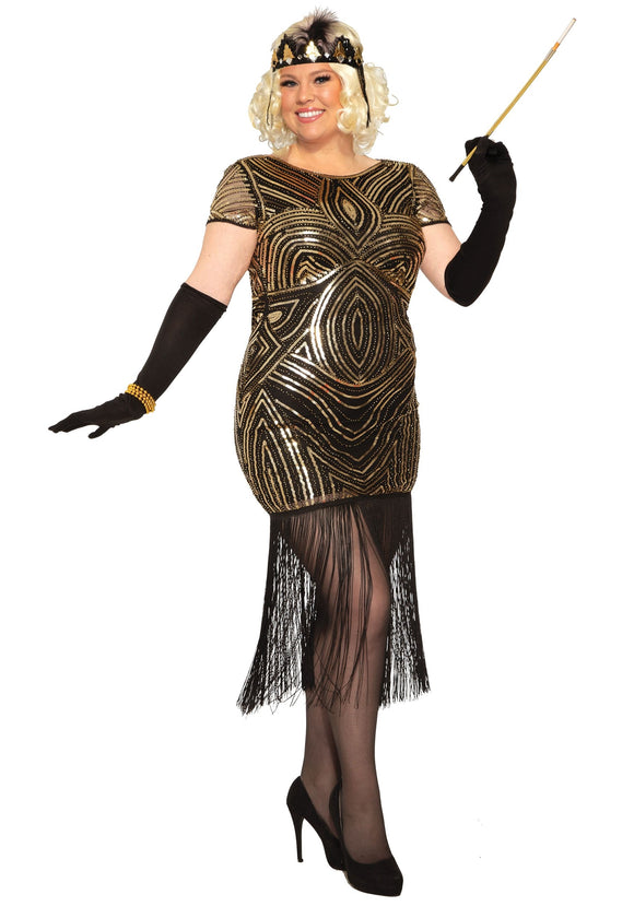 Plus Size Women's Art Deco Flapper Dress Costume